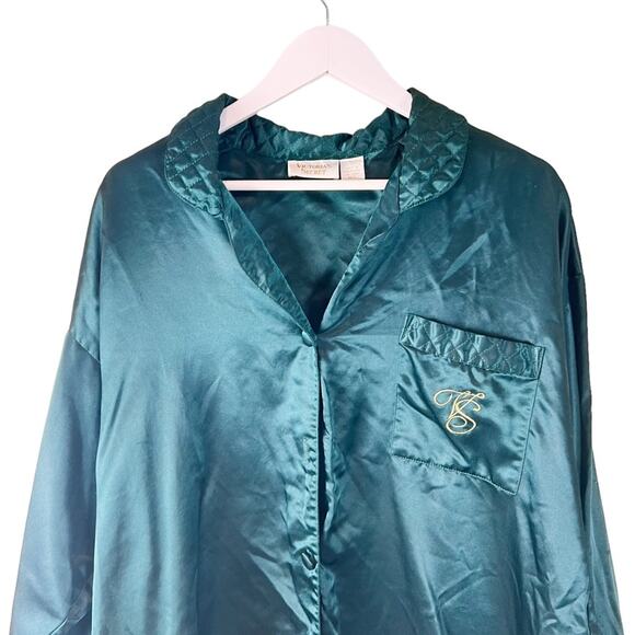 Vintage Victoria’s Secret Green Nightgown Button Down Shirt Dress‎ M/L - Picture 2 of 8